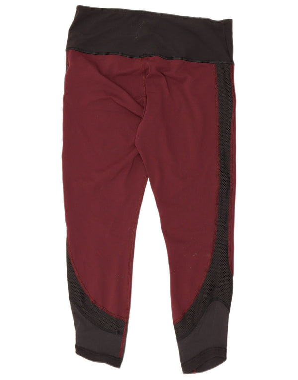 Lululemon Womens Crop Leggings US 12 Large Burgundy Colourblock
