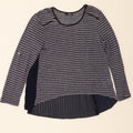 QUIZ Womens Top Long Sleeve UK 14 Large Navy Blue Striped Polyester Vintage Quiz and Second-Hand Quiz from Messina Hembry 