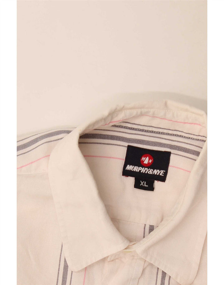 Murphy & Nye Mens Short Sleeve Shirt XL White Striped