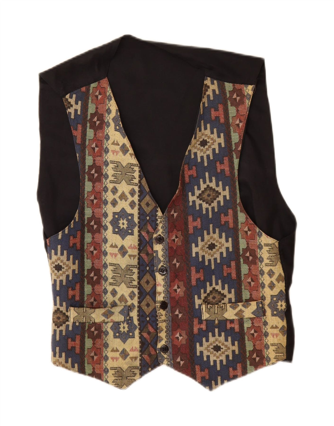 Vintage Mens Waistcoat XS Multicoloured Geometric Cotton