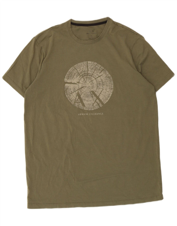 Armani Exchange Herre Grafisk T-Shirt Top XL Khaki