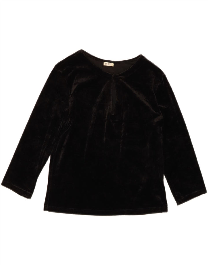 ONYX Womens Crop 3/4 Sleeve Blouse Top UK 12 Medium Black Acetate Vintage Onyx and Second-Hand Onyx from Messina Hembry 