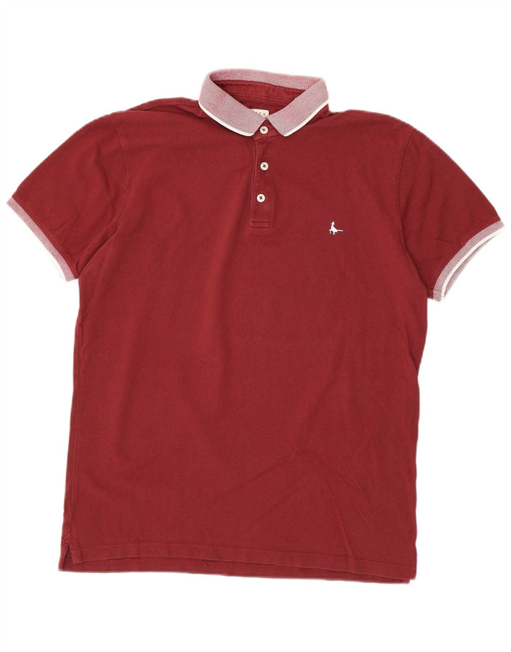 JACK WILLS Mens Rugby Polo Shirt Medium Burgundy