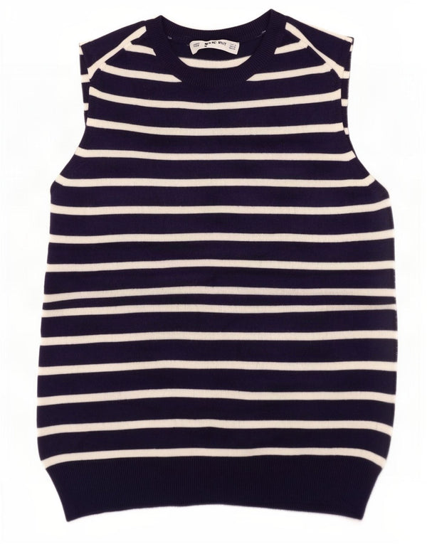 Canotta canotta da donna Zara UK 8 piccola in viscosa a righe blu navy