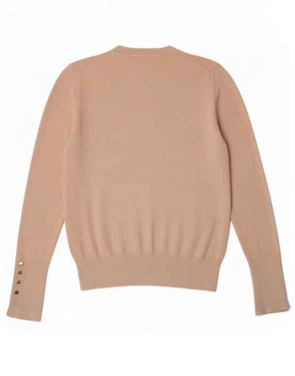 Zara Mujer Jersey De Cuello Redondo Jersey UK 8 Small Viscosa Beige