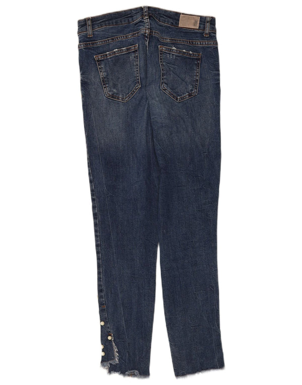 Zara Jeans Slim Desgastados para Mujer EU 38 Small W28 L27 Algodón Azul