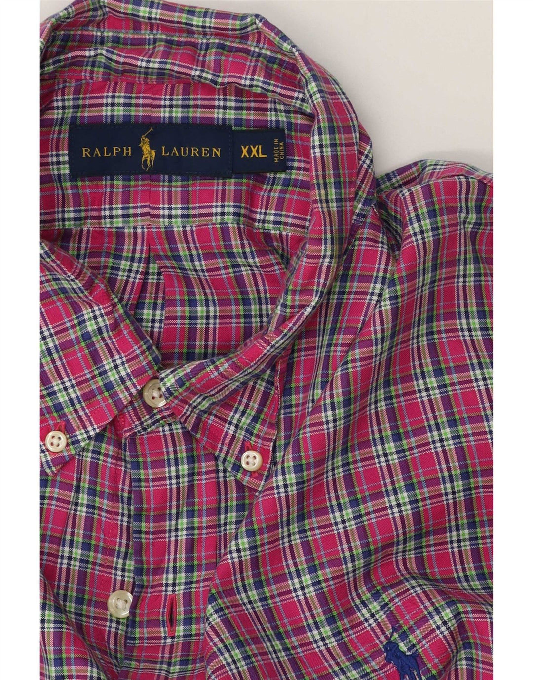 Ralph Lauren Mens Shirt 2XL Pink Check Cotton