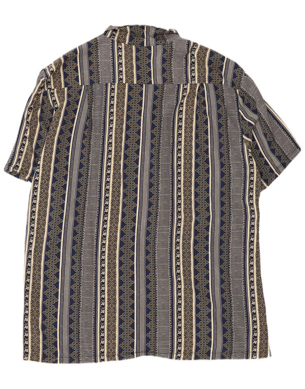 vintage Femmes Chemise à manches courtes Blouse UK 22 3XL Bleu Marine Rayé