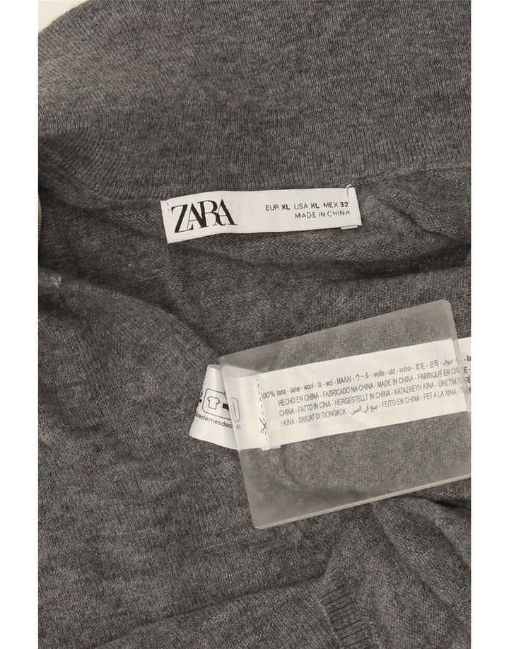 Zara Dame Cardigan Sweater UK 18 XL Grå Uld