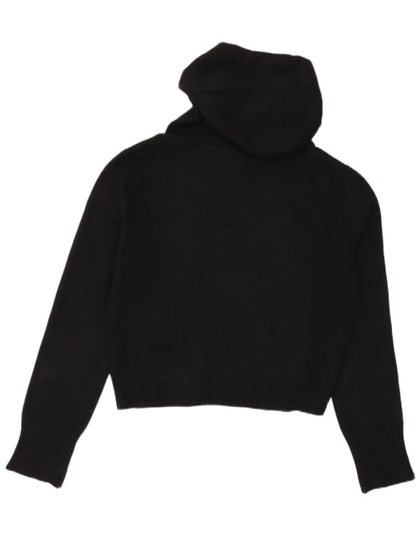 Zara Damen Crop Kapuzenpullover Pullover UK 10 Small Schwarze Viskose