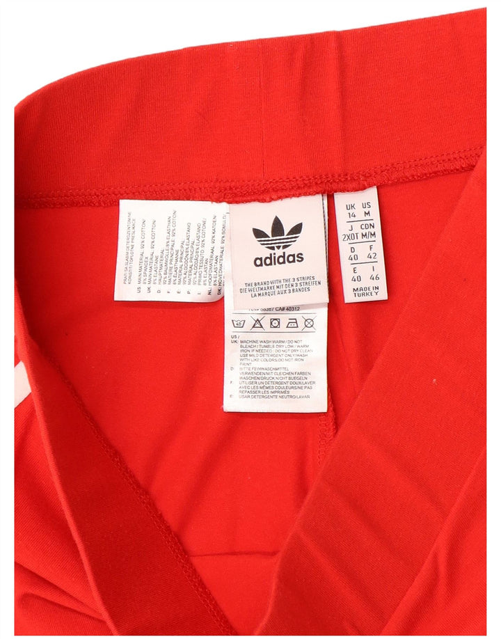 Adidas Womens Leggings UK 14 Medium Red Cotton