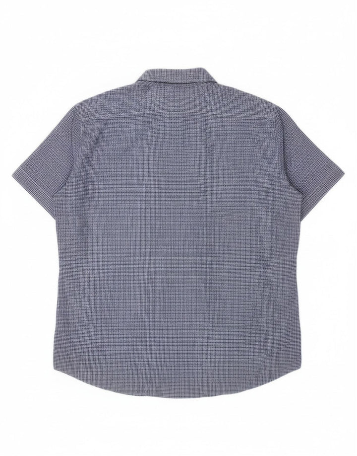 Carrera Herren-Hemd, kurzärmelig, normale Passform, XL, blau, Gingham-Baumwolle