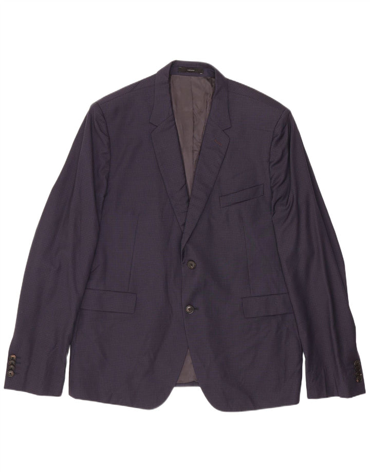 Paul Smith Herren 2-Knopf-Blazerjacke IT 44 XS Marineblau karierte Wolle