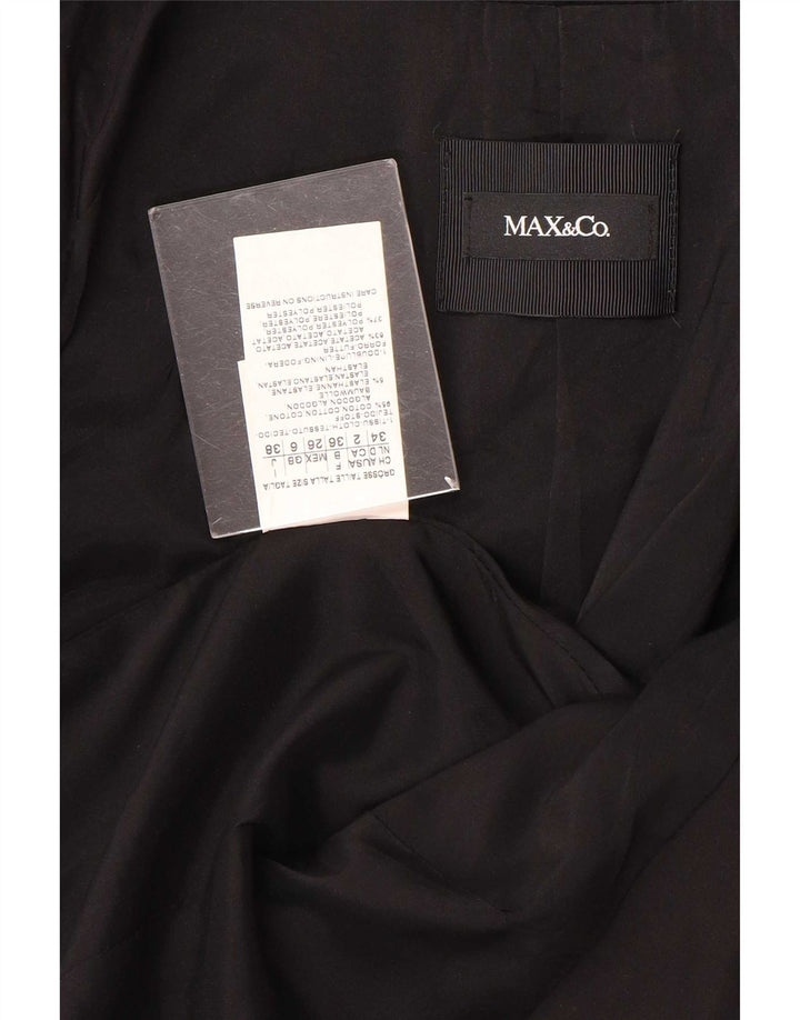 Max&Co. Womens 3 Button 3/4 Sleeve Blazer Jacket UK 6 XS Black Cotton