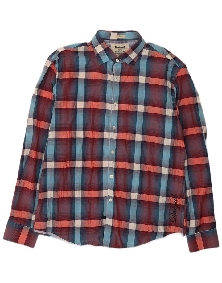 Desigual Mens Slim Shirt 2XL Multicoloured Check Cotton