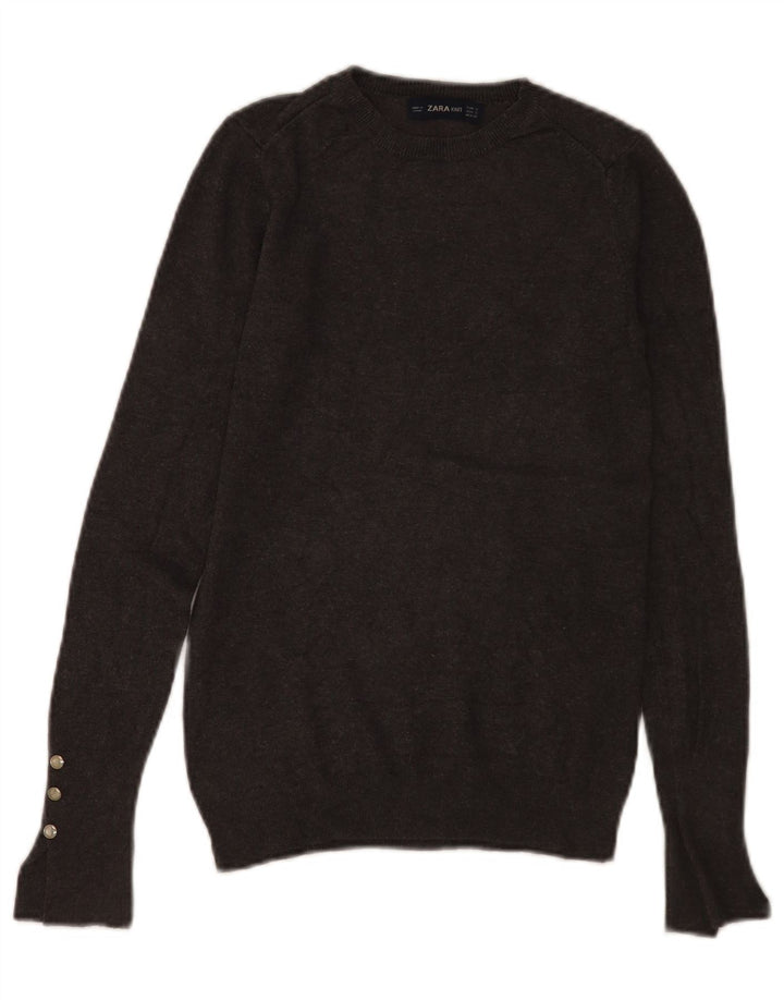 Zara Womens Crew Neck Jumper Sweater UK 8 Small Grey Viscose