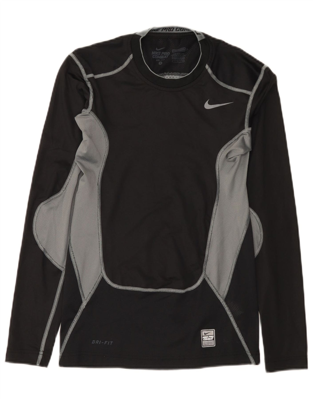 Maglia Nike Dri Fit da uomo a manica lunga piccola nera in poliestere color block