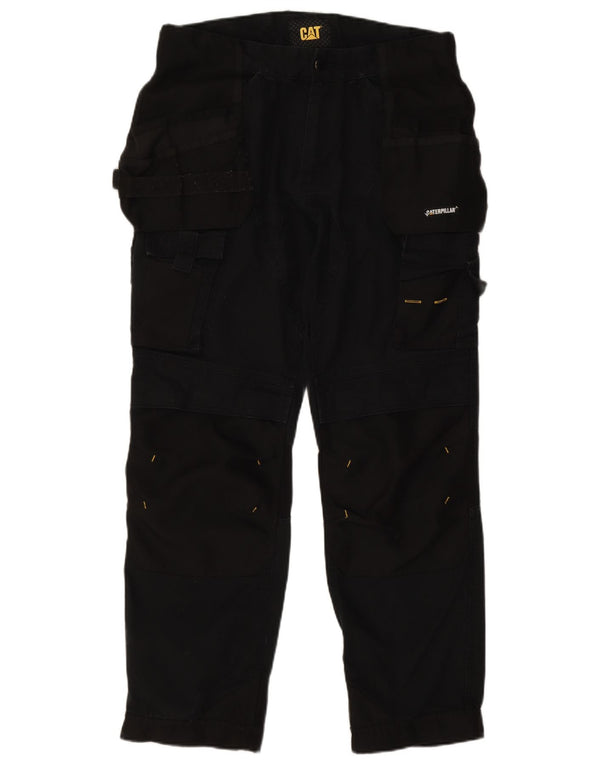 CAT Mens Straight Cargo Trousers W32 L29 Black Cotton