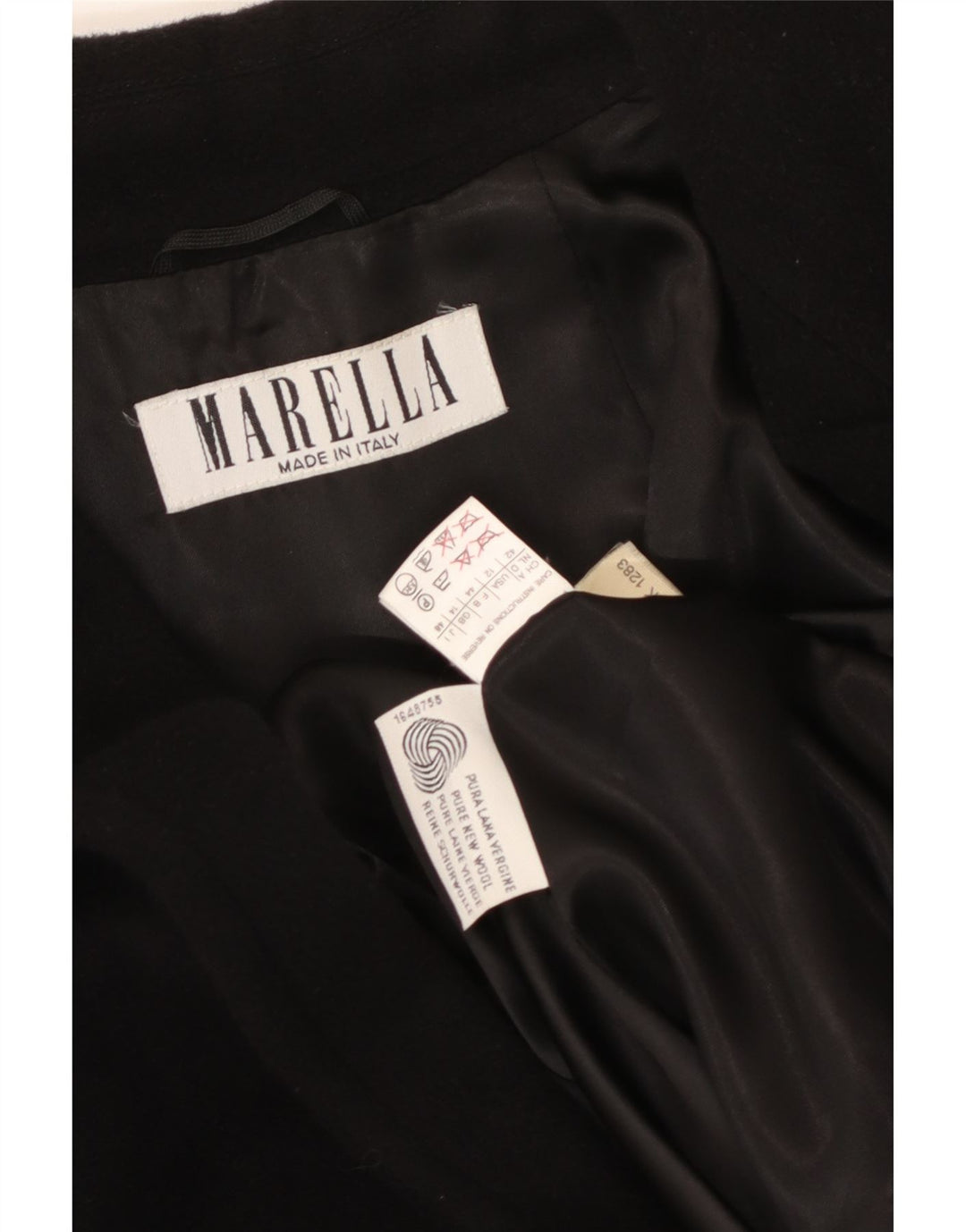 Marella Dame Dobbeltradet Frakke UK 14 Medium Sort Virgin Wool