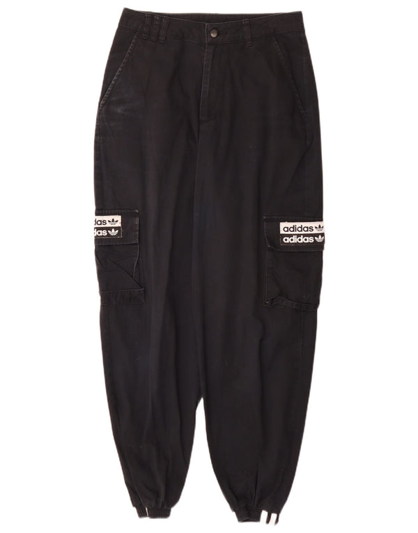 Pantaloni cargo da jogging a vita alta da donna Adidas UK 8 Small W26 L27 neri