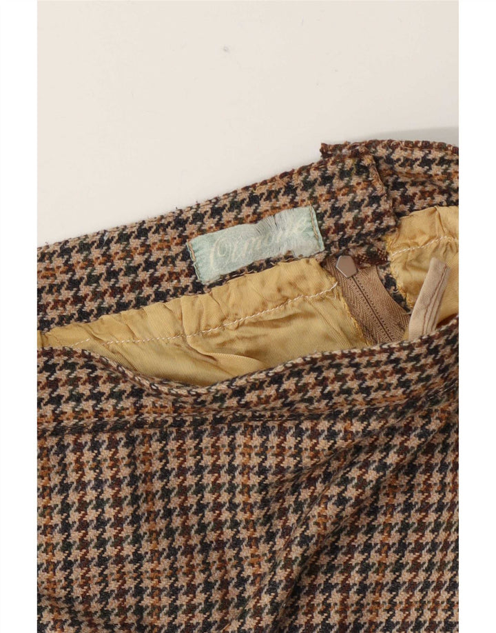 Vintage Damen A-Linie Rock W26 Kleiner brauner Hahnentritt