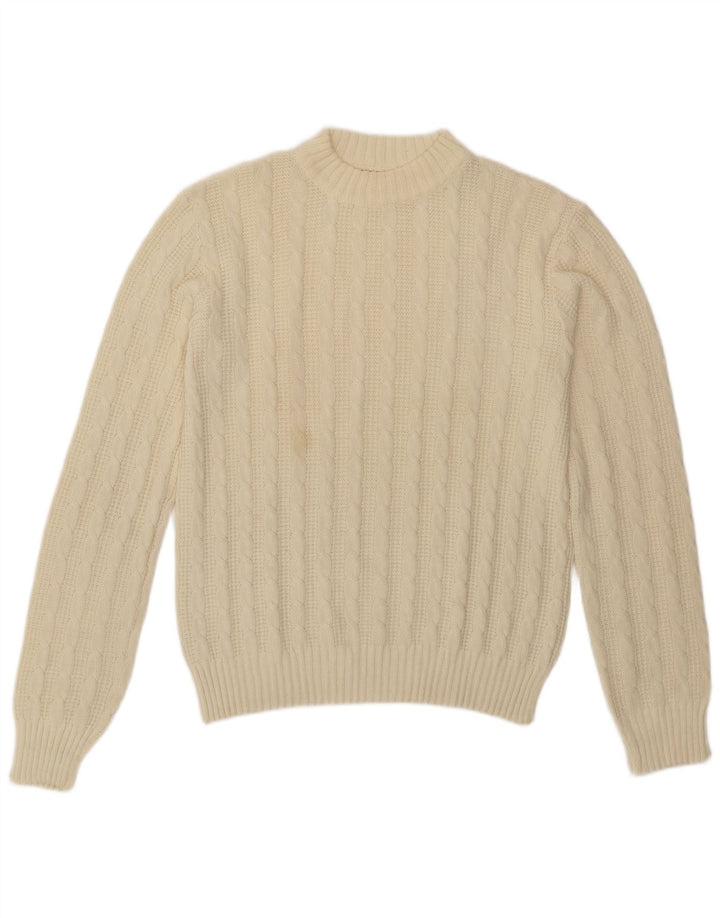 Maglione girocollo da uomo vintage color bianco sporco medio