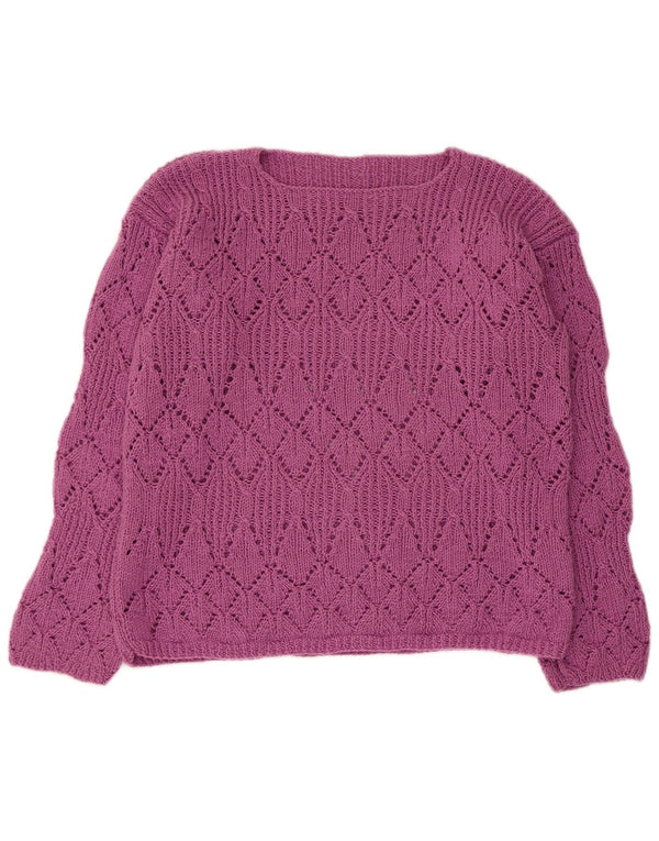 Vintage Womens Boat Neck Jumper Sweater UK 14 Medium Purple