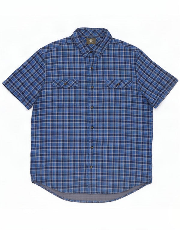 Camicia Timberland da uomo a maniche corte vestibilità regolare XL cotone a quadri blu