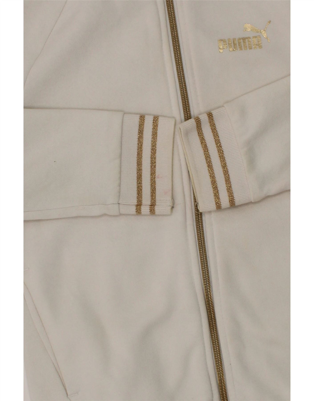 PUMA Girls Zip Hoodie Sweater 11-12 Years White Cotton Vintage Puma and Second-Hand Puma from Messina Hembry 