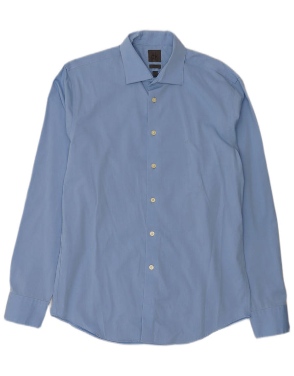 Calvin Klein Mens Slim Fit Shirt Size 40 15 3/4 Medium Blue Classic