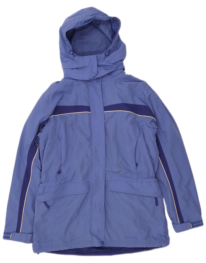 L.L.BEAN Womens Hooded Windbreaker Jacket UK 14 Medium Blue Colourblock