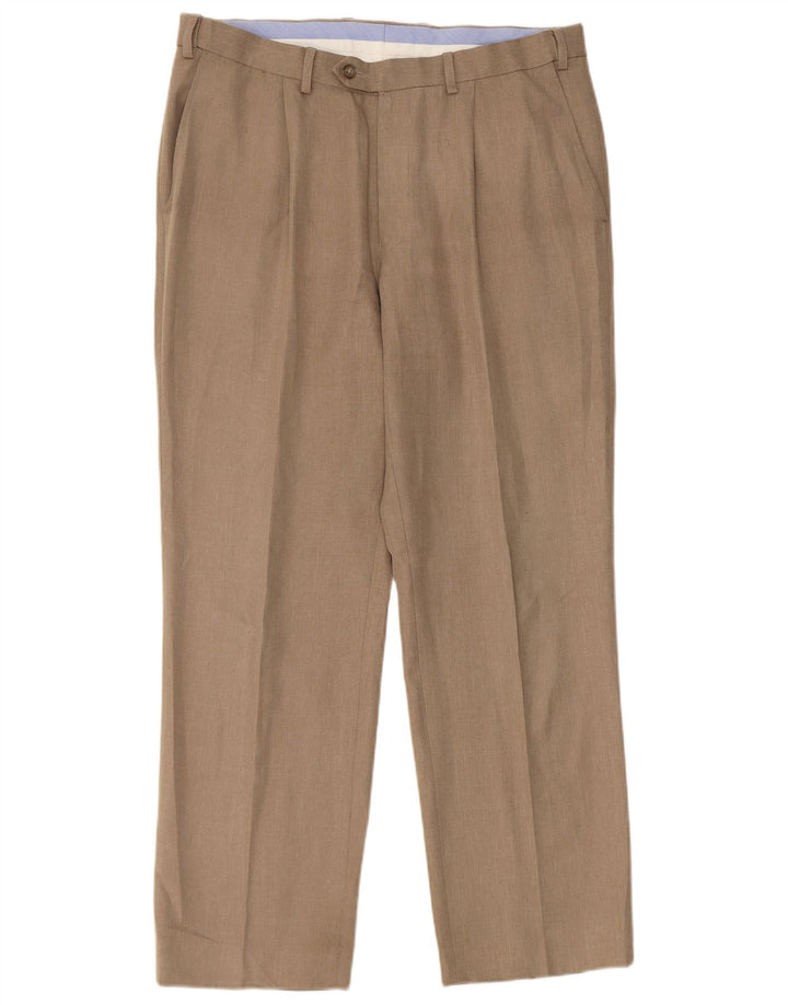 Pantaloni chino vestibilità regolare da uomo Marks & Spencer W34 L29 poliestere beige