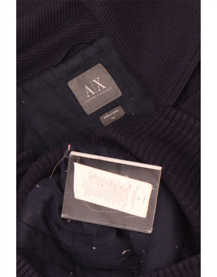 Armani Exchange Womens Double Breasted Crop Bomber Jacket UK 6 XS Navy Blue