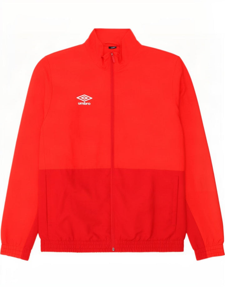 Umbro Mens Tracksuit Top Jacket Medium Red Colourblock Polyester
