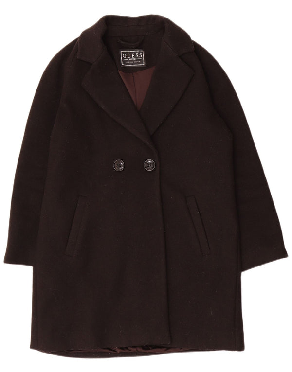 Guess Womens Oversized Double Breasted Coat UK 10 Small Black Polyester