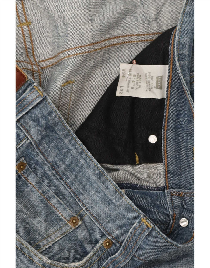 Levi's Mens 514 Slim Straight Jeans W34 L32 Blue Cotton