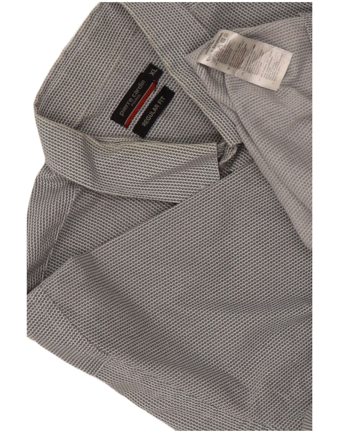 Pierre Cardin Mens Short Sleeve Regular Fit Shirt XL Grey Chevron Polyester