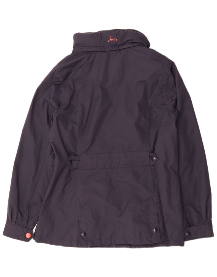 JOULES Womens Hooded Rain Jacket UK 12 Medium  Navy Blue Polyamide