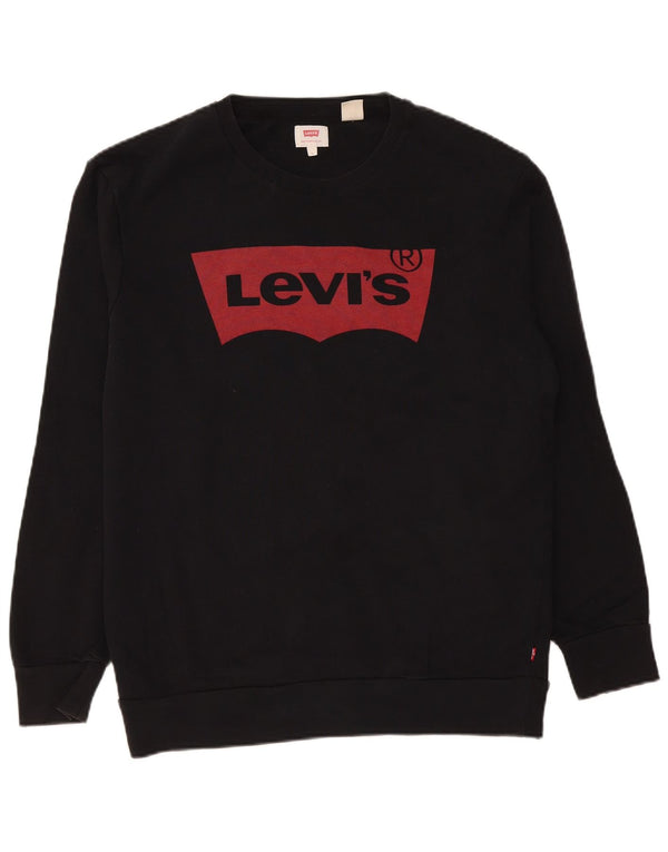 Levi's Mens Graphic Sweatshirt Jumper Large Black Cotton