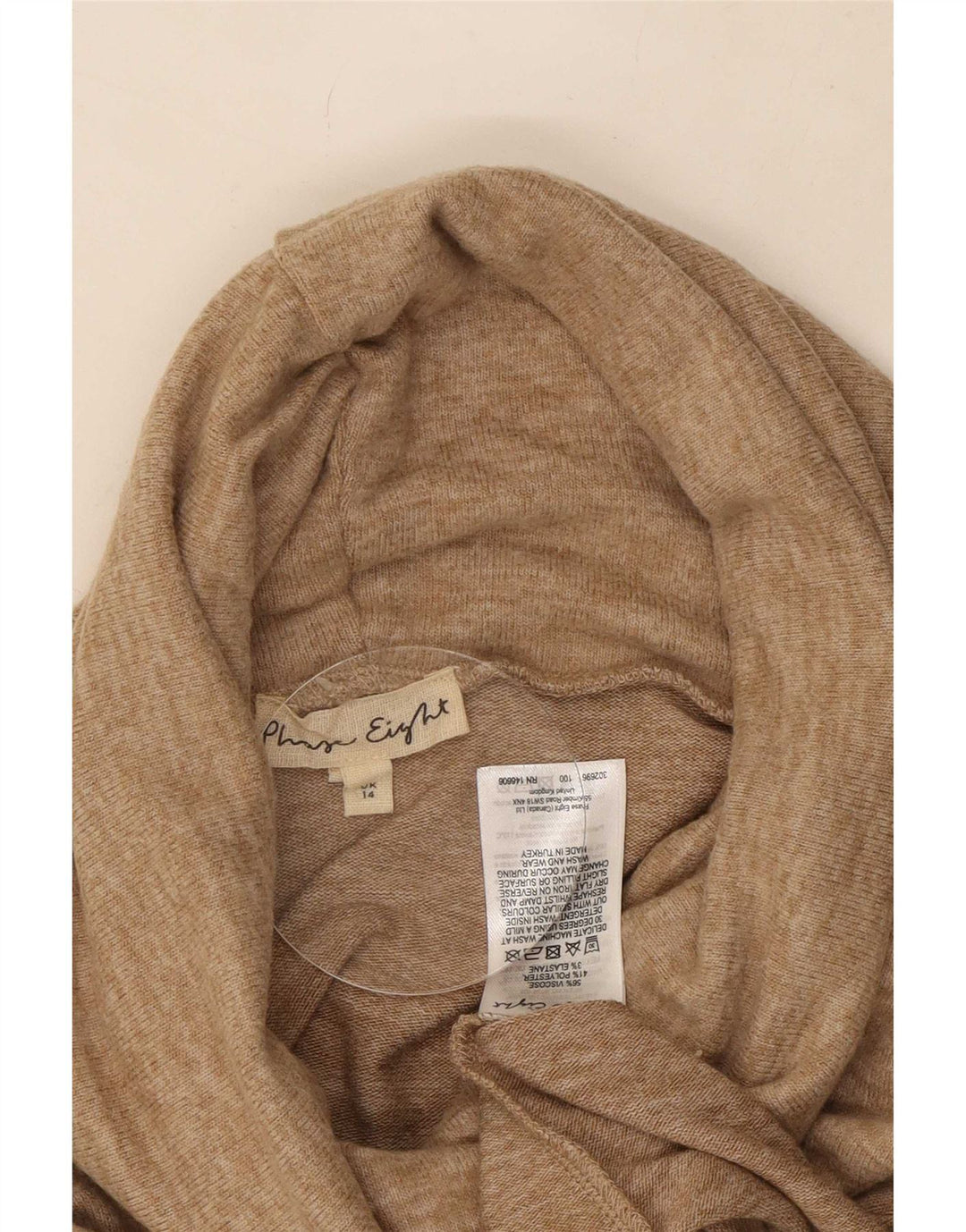 Phase Eight Womens Roll Neck Jumper Sweater UK 14 Large Beige Viscose