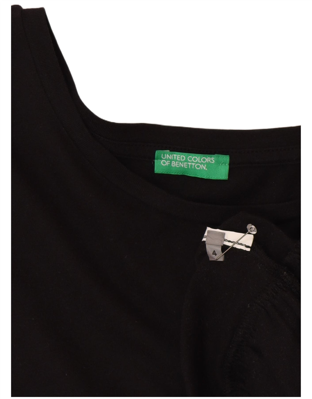Benetton Womens 3/4 Sleeve Blouse Top US 4 Small Black
