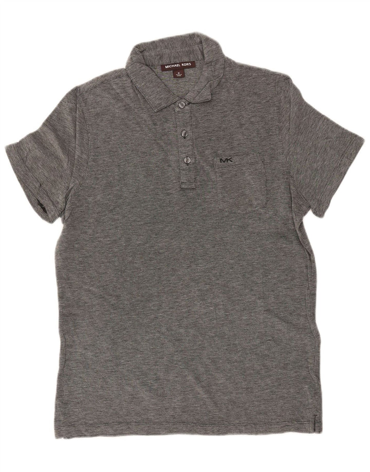 MICHAEL KORS Mens Polo Shirt Medium Grey Flecked Cotton
