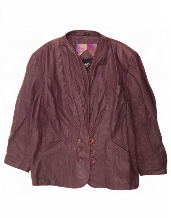 Cruse Veste blazer en cuir à double boutonnage pour femme EU 42 Large Violet