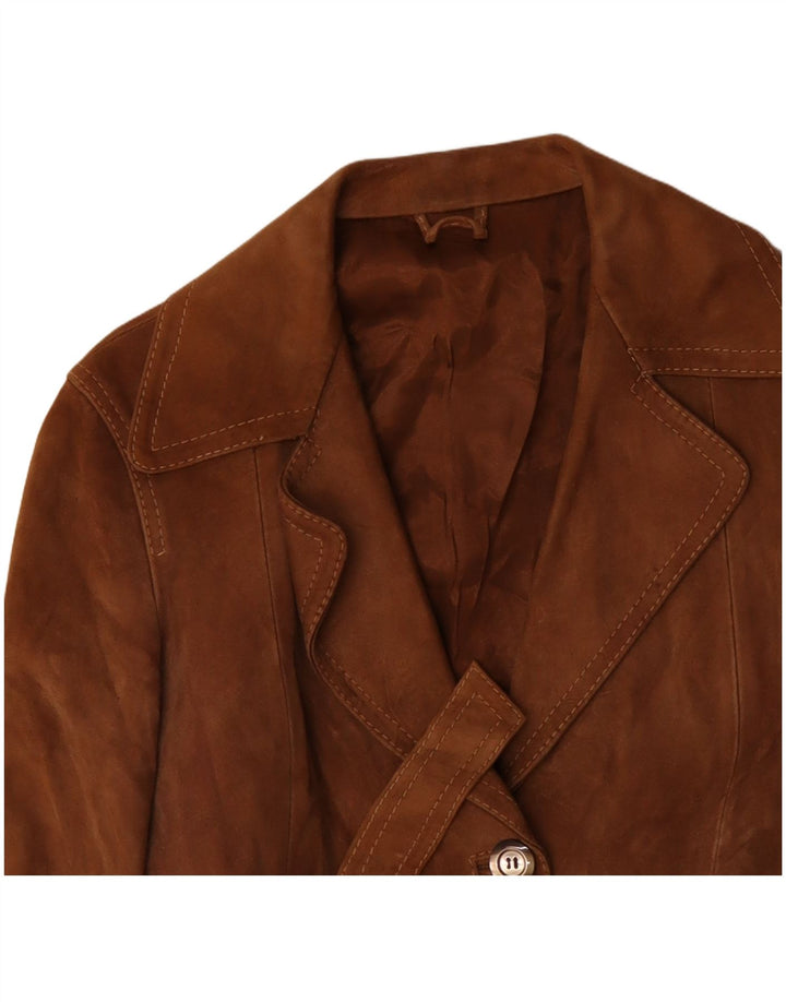 VINTAGE Dame ruskindsjakke UK 14 Medium Brown