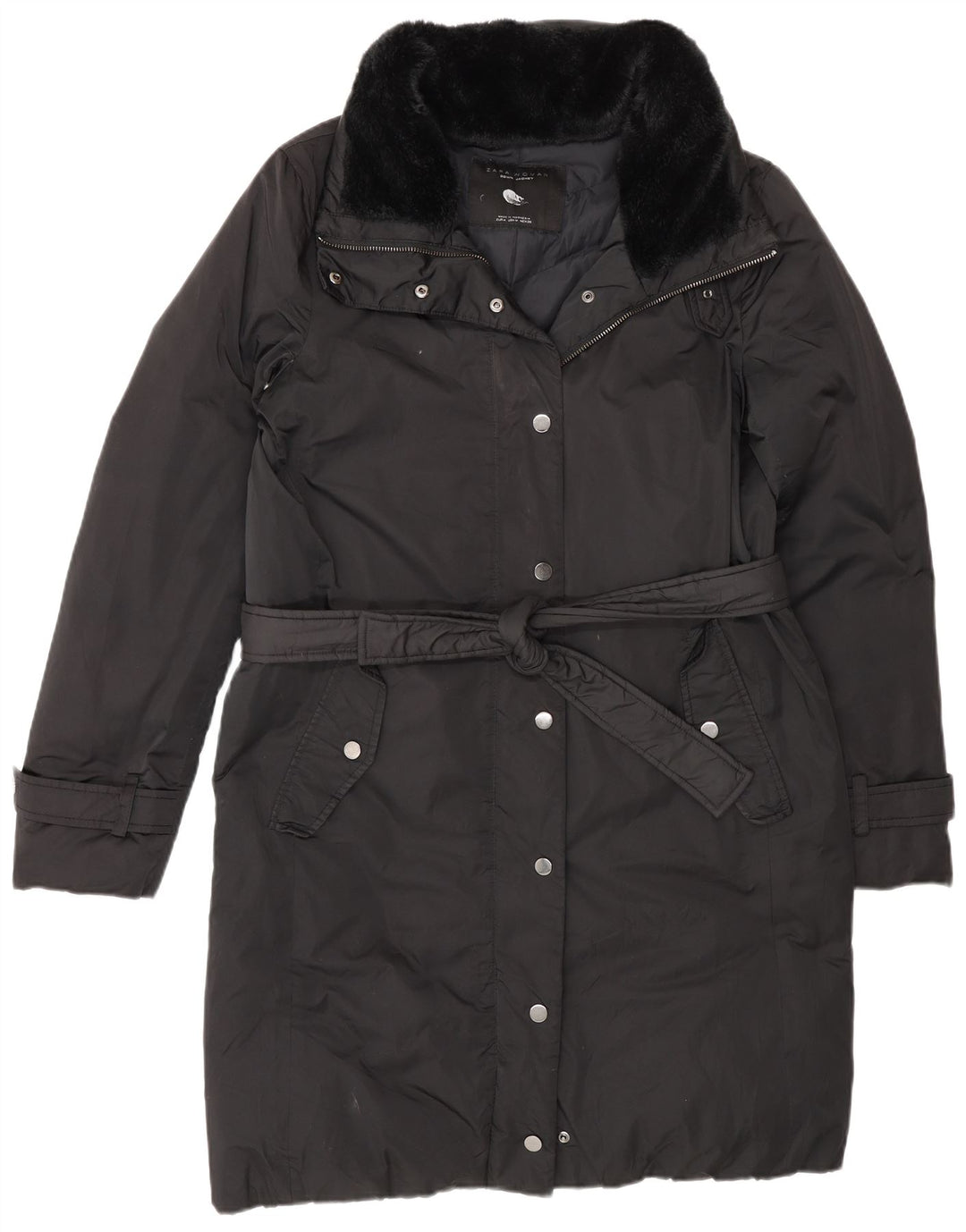 Palton căptușit pentru femei Zara UK 14 Medium Black Colorblock Poliester