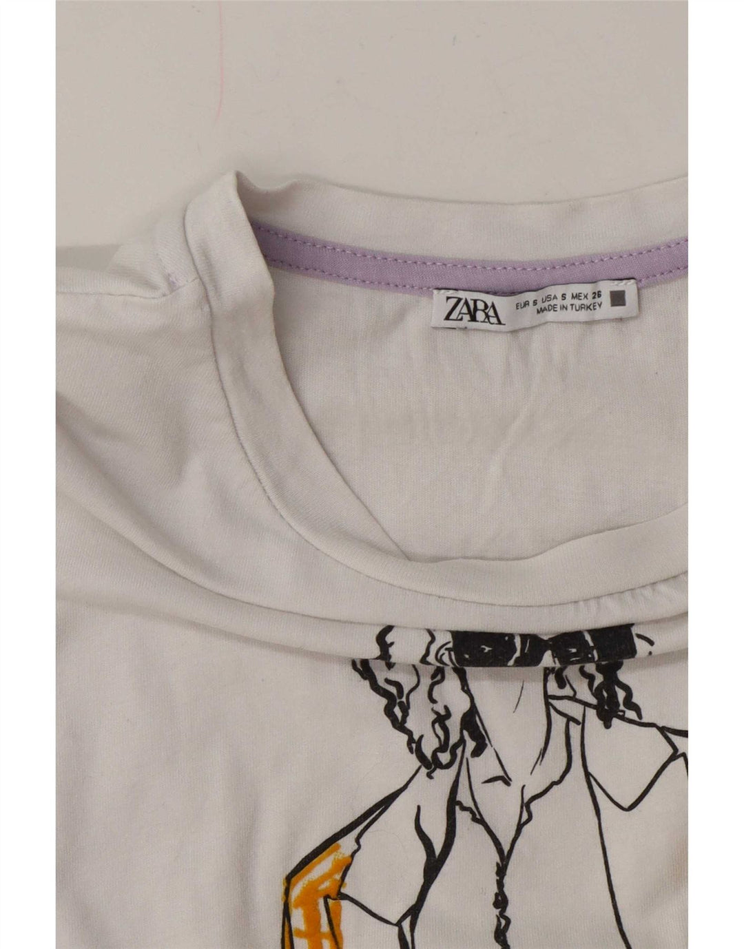 Zara Womens Oversized Graphic T-Shirt Top UK 10 Small White