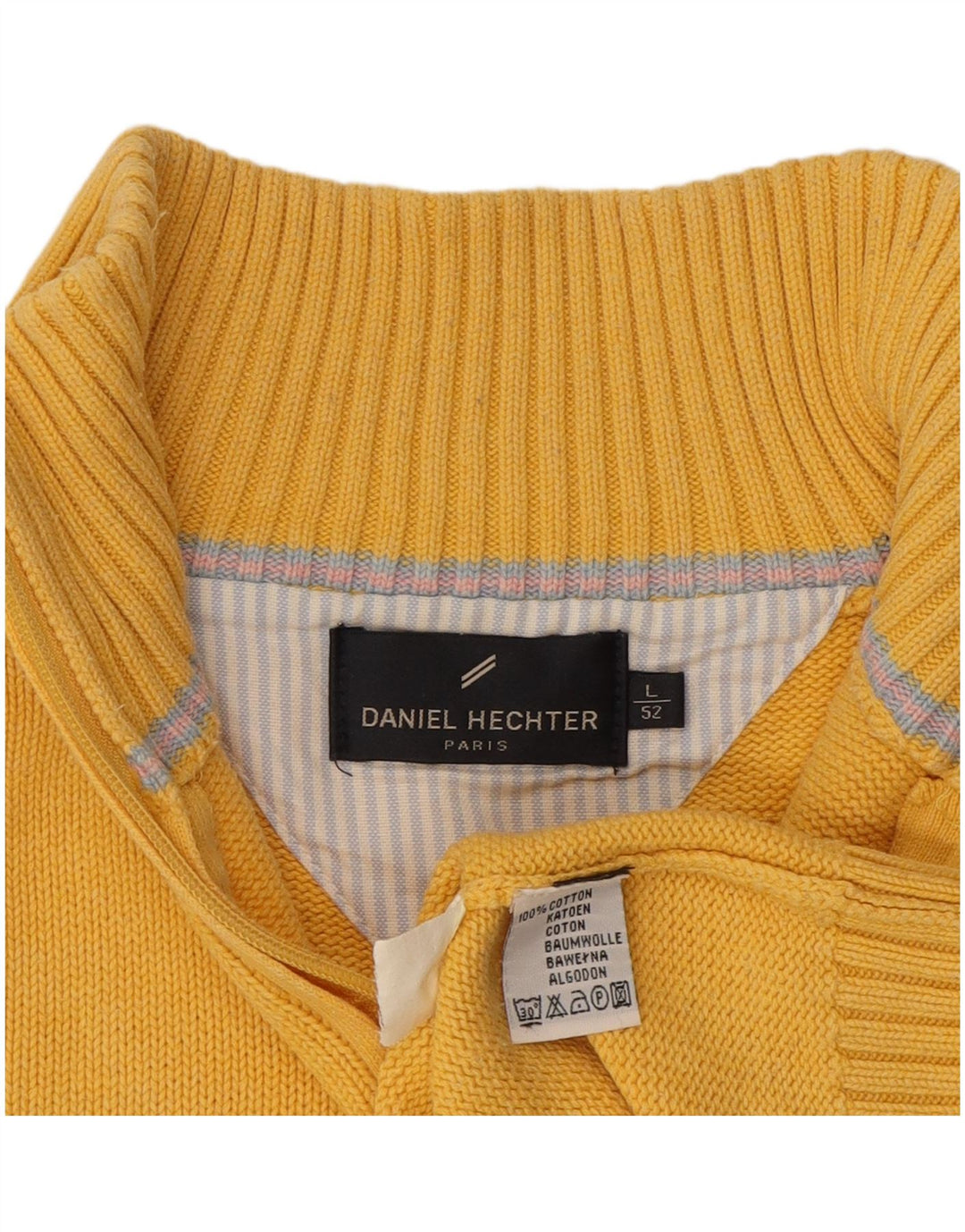 DANIEL HECHTER Mens Paris Zip Neck Jumper Sweater IT 52 Large Yellow