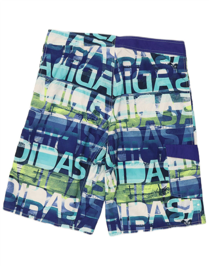 Adidas Herren-Badeshorts mit abstraktem Muster und grafischer Grafik, groß, aus blauem Polyester