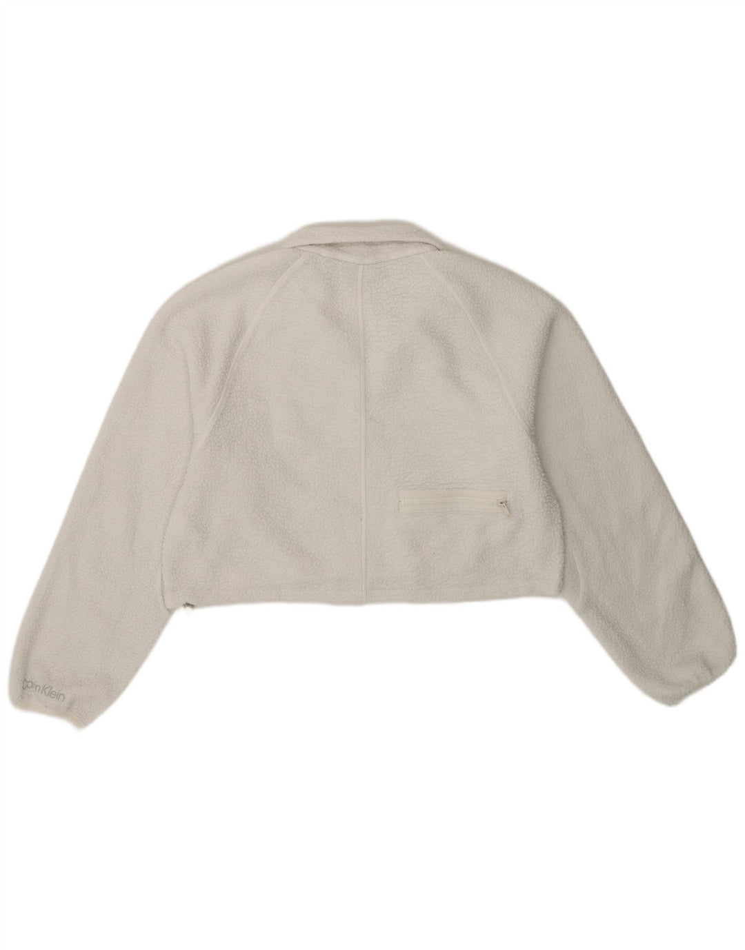 CALVIN KLEIN Suéter feminino oversized com zíper e gola em lã, 6 XS, branco
