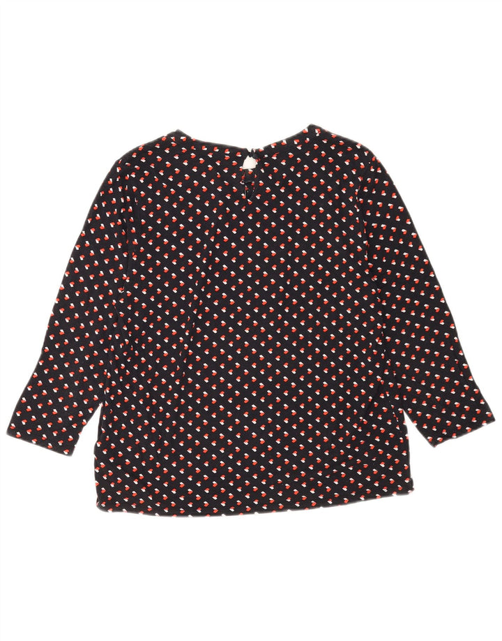 Hobbs Womens 3/4 Sleeve Blouse Top UK 14 Medium Black Geometric Viscose